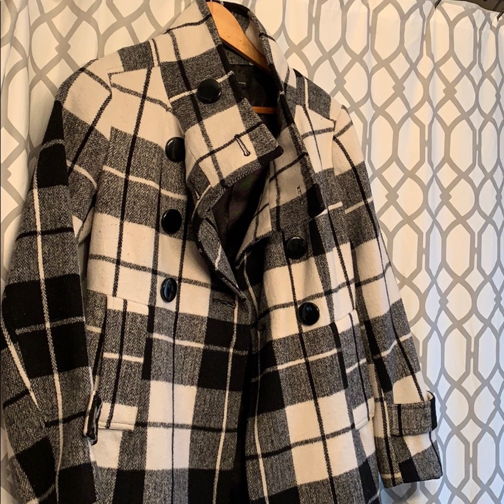 Cute Plaid Wool High Neck Coat